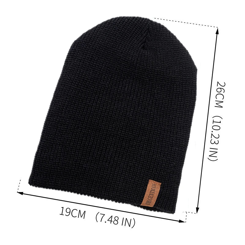 Hat Winter Hats For Men Women Keep Warm Knitted Hat Fashion Solid Ski Bonnet Cap Unisex Letter Beanie | TINMICo - TINMICO