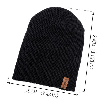 Hat Winter Hats For Men Women Keep Warm Knitted Hat Fashion Solid Ski Bonnet Cap Unisex Letter Beanie | TINMICo - TINMICO