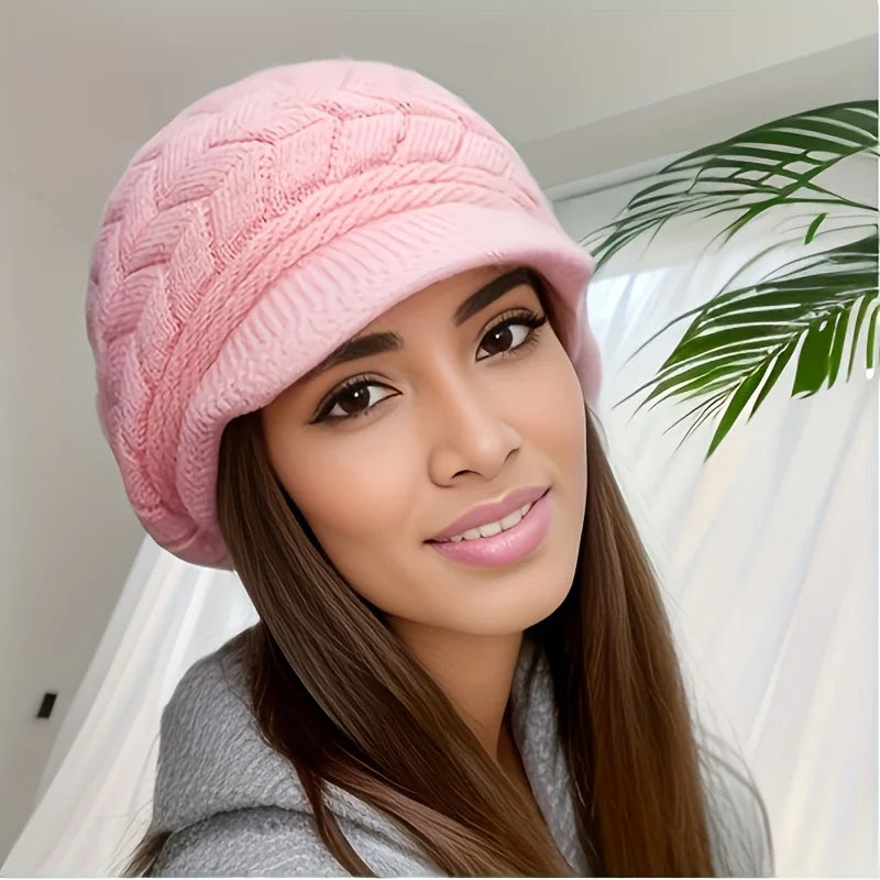 New Retro women's winter warm knitted cap, cold weather running, camping, walking fashionable skiing cap with sun hat | TINMICO - TINMICO