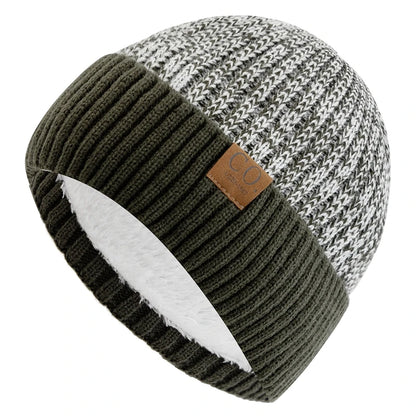 Hat Unisex Two-Tone Winter Hats , Fashion Warm Beanie Cap Casual Winter Knitted | TINMICO