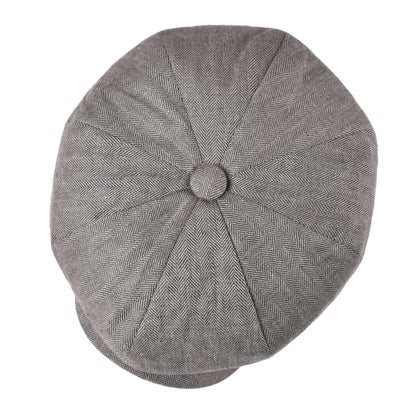Herringbone Light Gry Linen Bakerboy Caps Newsboy Cap Men Women Lightweight Breathable Flat Hat Beret Hats | TINMICO - TINMICO