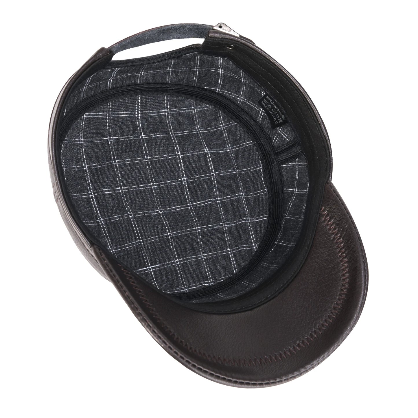 Winter Leather Cadet Army Cap Cabbies Adjustable Soft Flat Top Military Style Hat for Men | TINMICO - TINMICO