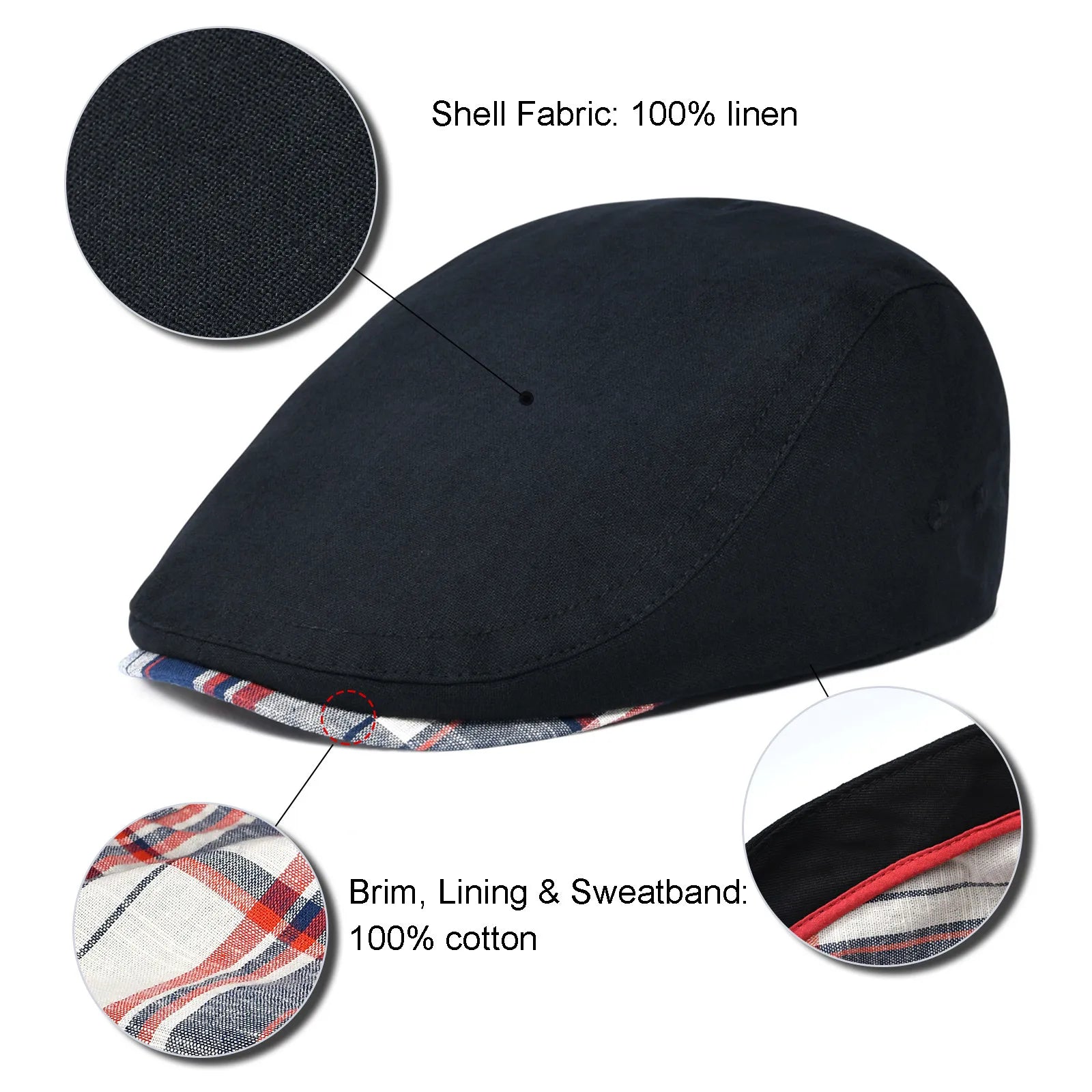 TINMICO Jangoul Mens Flat Cap Soft Vintage Linen Hats Casual Retro Newsboy Hat Beret for Male Driving Ivy Hats Summer Autumn - TINMICO