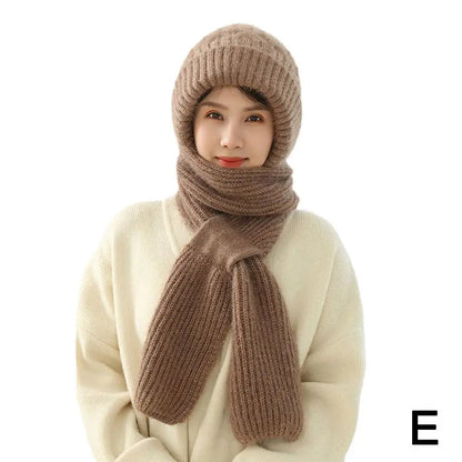 New Hat Scarf Set Cold Proof Ear Protection Scarf Warm Beanies Cycling Windproof Ladies Outdoor Caps,Winter Knitted Integrated TINMICO