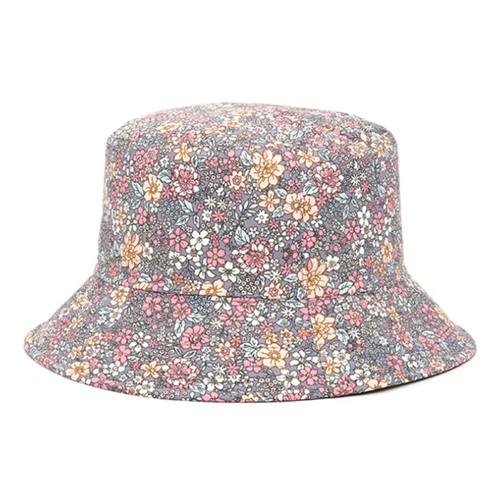 NEW Spring and Summer Small Floral Print Bucket Hat Trend Flower Double-Sided Male Wild Basin  Sun  Woman Cap | TINMICO