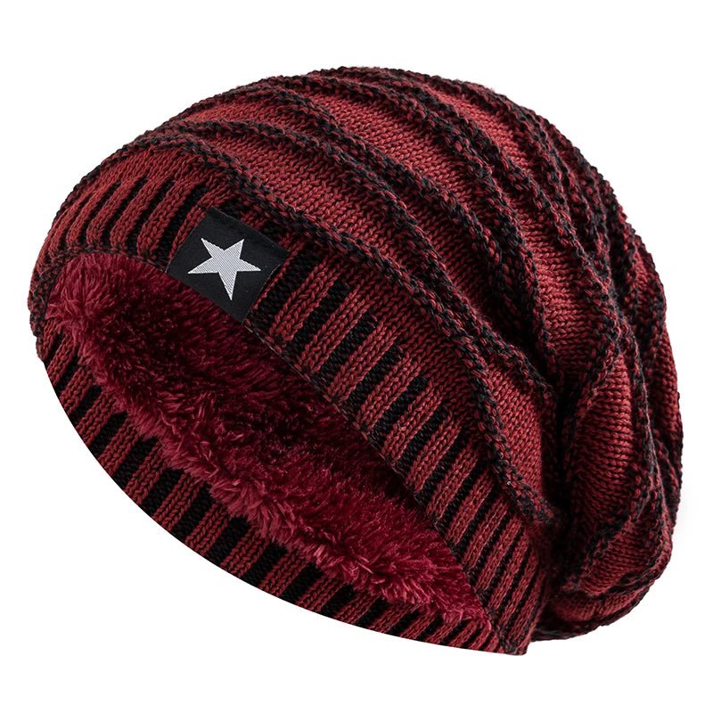 New Winter Hats Add Fur Lined Men And Women Warm Beanie Cap Casual Five-pointed Star Decor Winter Knitted Hats Unisex Slouchy | TINMICO - TINMICO