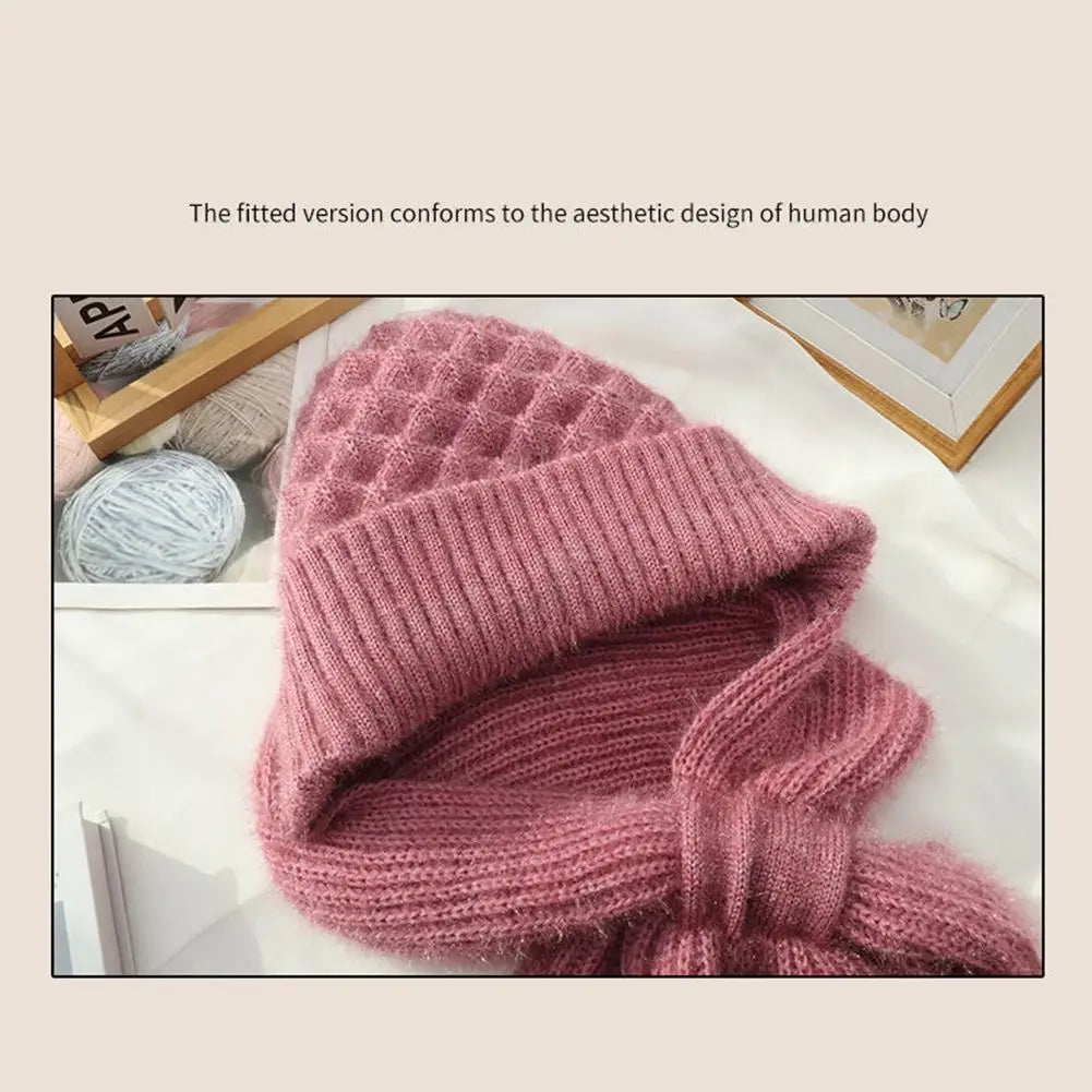 New Hat Scarf Set Cold Proof Ear Protection Scarf Warm Beanies Cycling Windproof Ladies Outdoor Caps,Winter Knitted Integrated TINMICO