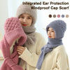 New Hat Scarf Set Cold Proof Ear Protection Scarf Warm Beanies Cycling Windproof Ladies Outdoor Caps,Winter Knitted Integrated TINMICO