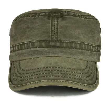 TINMICO Washed Cotton Military Cadet Army Caps for Men Vintage Flat Top Hats - TINMICO