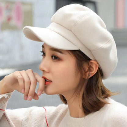 New Autumn Winter Hats for Women Solid Plain Octagonal Hat Winter Beret Women Painter Caps | TINMICO