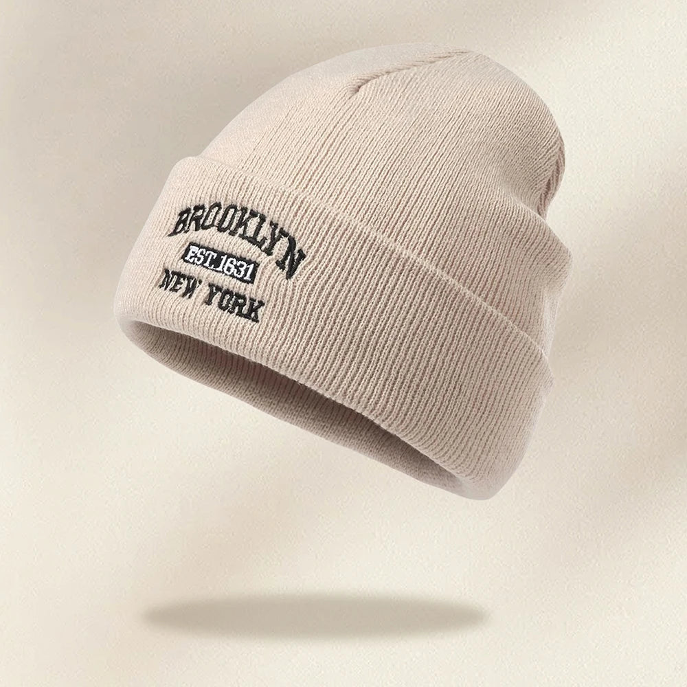 Hip Hop Hat 1PCS Men's Autumn,Winter Fashion Versatile Warm Hat Acrylic Letter Embroidered Knitted Hat Comfortable | TINMICO