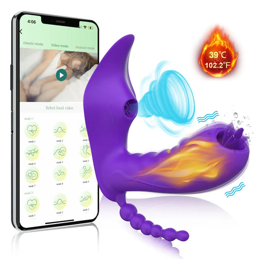 TINMICO  Remote Control Sucker Clitoris Stimulator Sex Toys for Women Couples Adults,Bluetooth APP Dildo Heating Vibrator Female Wireless