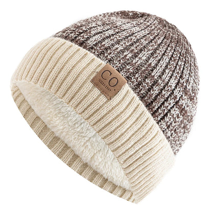 Hat Unisex Two-Tone Winter Hats , Fashion Warm Beanie Cap Casual Winter Knitted | TINMICO