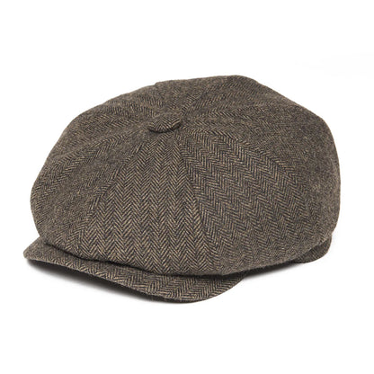 New Wool Newsboy Cap Herringbone Men British Flat Cap | TINMICO - TINMICO