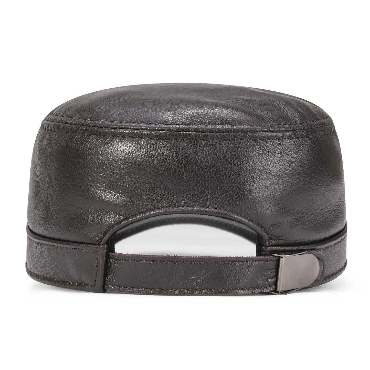 Winter Leather Cadet Army Cap Cabbies Adjustable Soft Flat Top Military Style Hat for Men | TINMICO - TINMICO