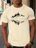 New Men's summer pure cotton fashionable casual loose fit plus mountain reflection printed round neck short sleeved T-shirt top | TINMICO