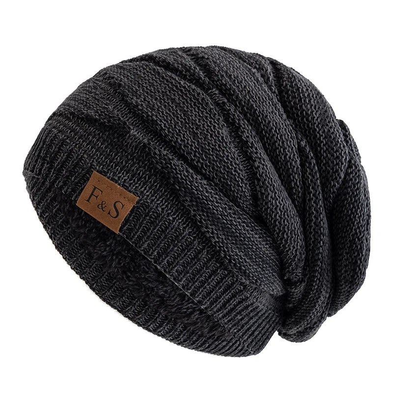 Hats Warm Fleece Lined Beanie Cap Men Women Casual Label Decor Winter Mixed Color Knitted Hats,Unisex Slouchy Winter | TINMICO