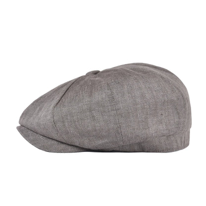 Herringbone Light Gry Linen Bakerboy Caps Newsboy Cap Men Women Lightweight Breathable Flat Hat Beret Hats | TINMICO - TINMICO