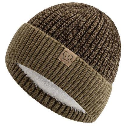 Winter Hats Add Fur Lined Fashion Warm Beanie Cap Casual Winter Knitted Hats Unisex Two-Tone |TINMICO - TINMICO