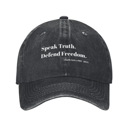 Charlie Kirk  Freedom RIP Baseball Cap is a distressed denim washed sun cap, Hat Freedom  | TMC - TINMICO