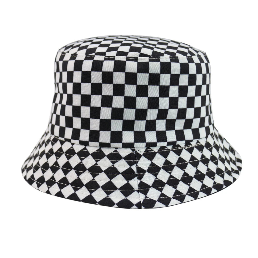Black and white Checkered Chessboard Checkered Hat Female and Male Hip-Hop Street Dance Graffiti Skateboard Hat | TINMICO