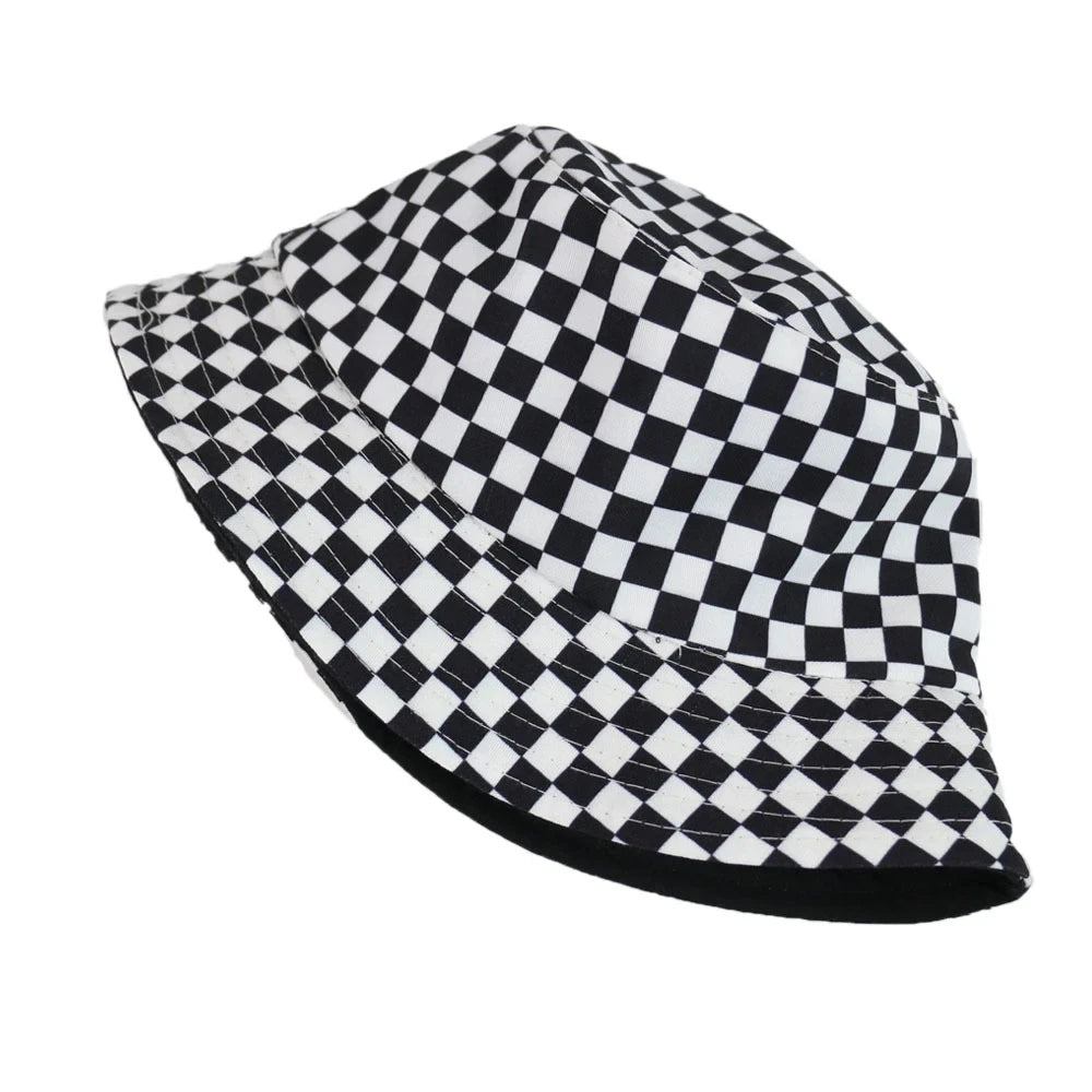 Black and white Checkered Chessboard Checkered Hat Female and Male Hip-Hop Street Dance Graffiti Skateboard Hat | TINMICO