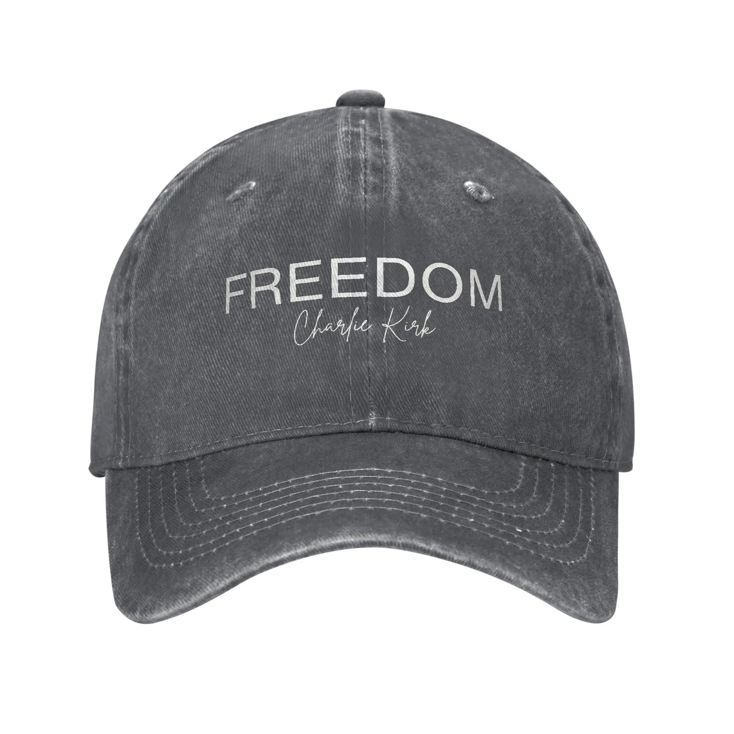 Charlie Kirk  Freedom RIP Baseball Cap is a distressed denim washed sun cap, Hat Freedom  | TMC - TINMICO