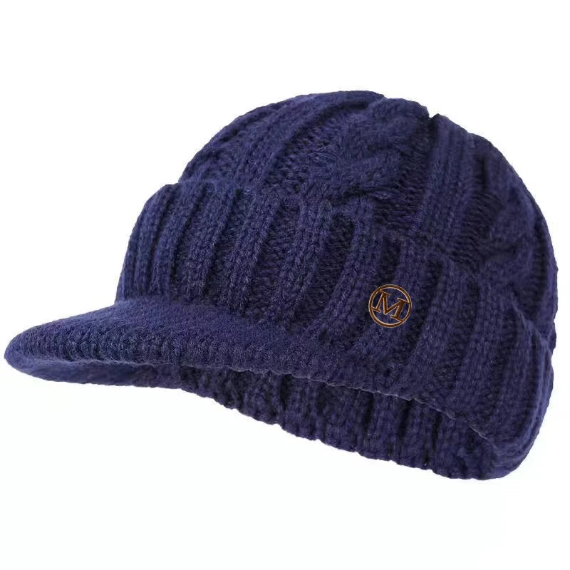 Twists Knitting Hat Keep Warm Winter Beanies for Men Outdoor Short Brim Duck Tongue Cap Winter Plush Thick Fried Dough | TINMICO