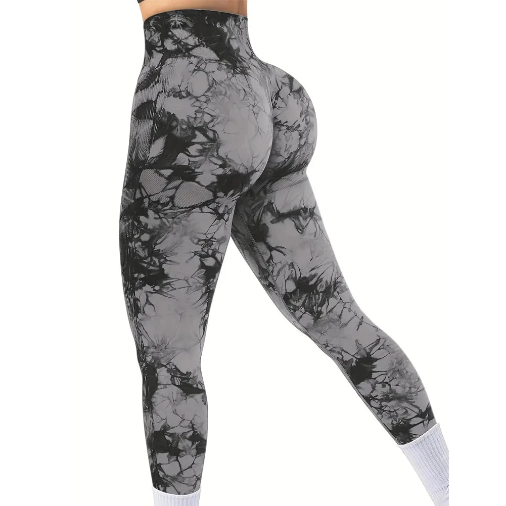 New Women's Tie-Dye Seamless Peach Butt High Waist Butt Pants Stretch Fitness Yoga Pants|TINMICO