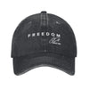 Charlie Kirk  Freedom RIP Baseball Cap is a distressed denim washed sun cap, Hat Freedom  | TMC - TINMICO