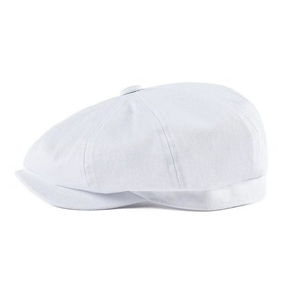 Newsboy Cap Men's White Twill Cotton Hat Women's Baker Boy Caps Retro Big Headpiece | TINMICO - TINMICO