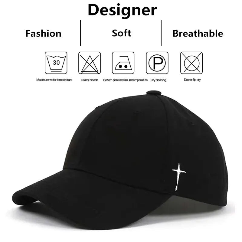 New Unisex Simple Cross Water Drop Embroidery Baseball Caps Spring and Autumn Outdoor Adjustable Casual Hat Sunscreen Hat | TINMICO