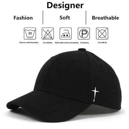New Unisex Simple Cross Water Drop Embroidery Baseball Caps Spring and Autumn Outdoor Adjustable Casual Hat Sunscreen Hat | TINMICO