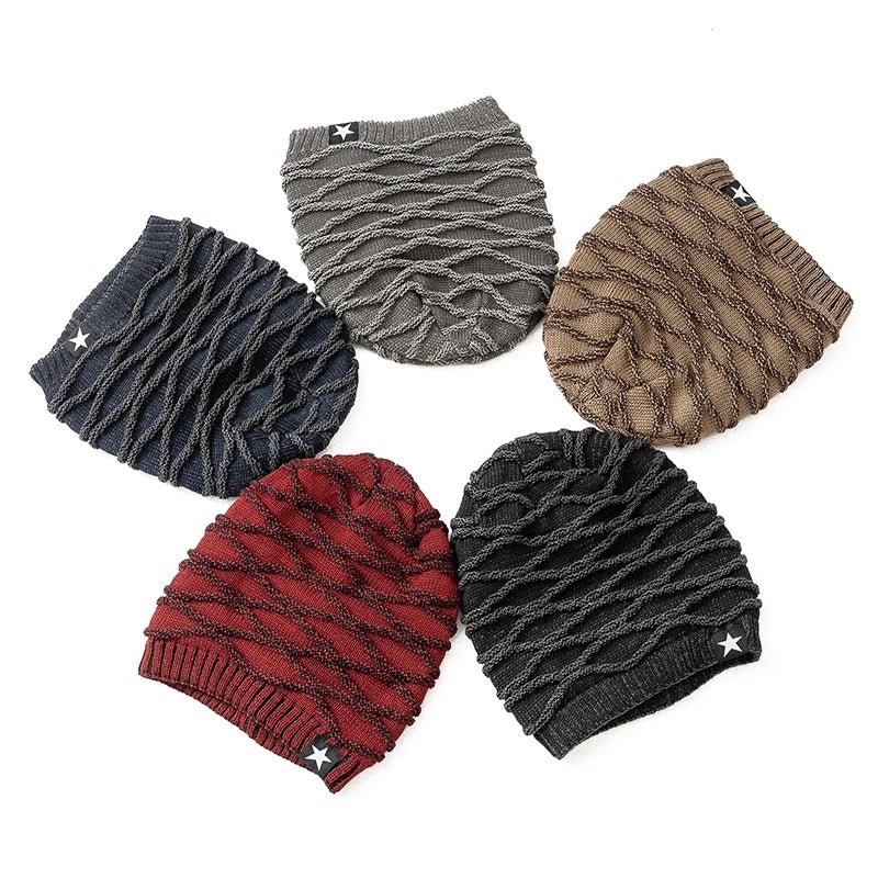 New Winter Hats Add Fur Lined Men And Women Warm Beanie Cap Casual Five-pointed Star Decor Winter Knitted Hats Unisex Slouchy | TINMICO - TINMICO