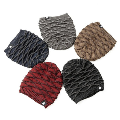 New Winter Hats Add Fur Lined Men And Women Warm Beanie Cap Casual Five-pointed Star Decor Winter Knitted Hats Unisex Slouchy | TINMICO - TINMICO
