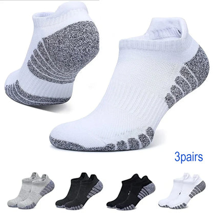 New thickened towel bottom running socks mesh boat socks non-slip breathable sports socks Low cut Men's socks Women's socks,3pairs | TINMICO