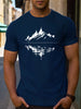 New Men's summer pure cotton fashionable casual loose fit plus mountain reflection printed round neck short sleeved T-shirt top | TINMICO