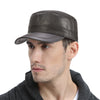 Winter Leather Cadet Army Cap Cabbies Adjustable Soft Flat Top Military Style Hat for Men | TINMICO - TINMICO