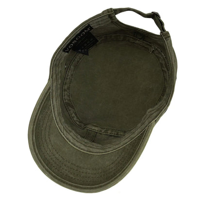 TINMICO Washed Cotton Military Cadet Army Caps for Men Vintage Flat Top Hats - TINMICO