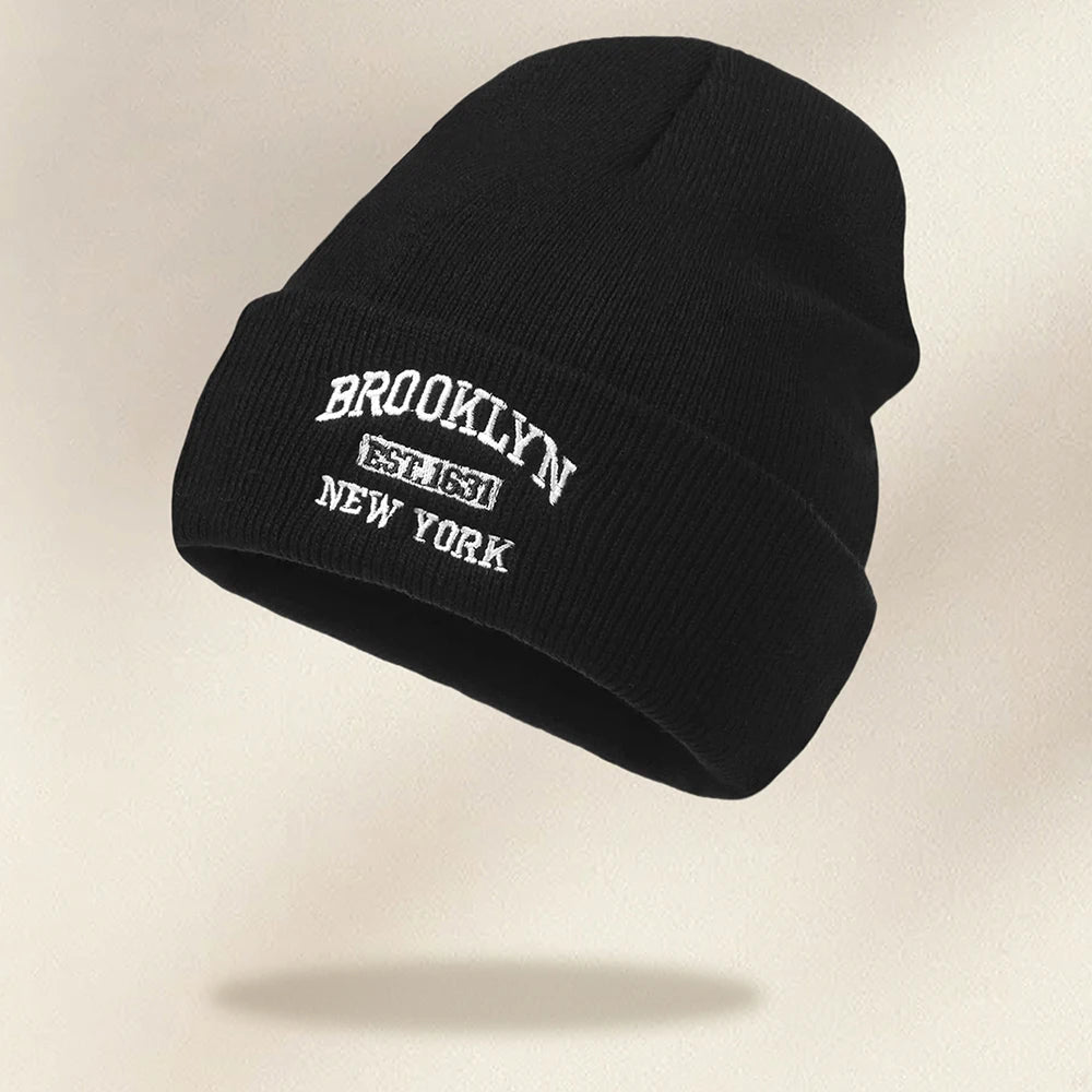 Hip Hop Hat 1PCS Men's Autumn,Winter Fashion Versatile Warm Hat Acrylic Letter Embroidered Knitted Hat Comfortable | TINMICO