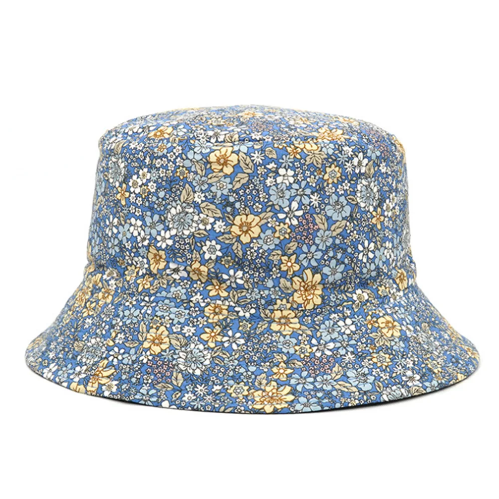 NEW Spring and Summer Small Floral Print Bucket Hat Trend Flower Double-Sided Male Wild Basin  Sun  Woman Cap | TINMICO