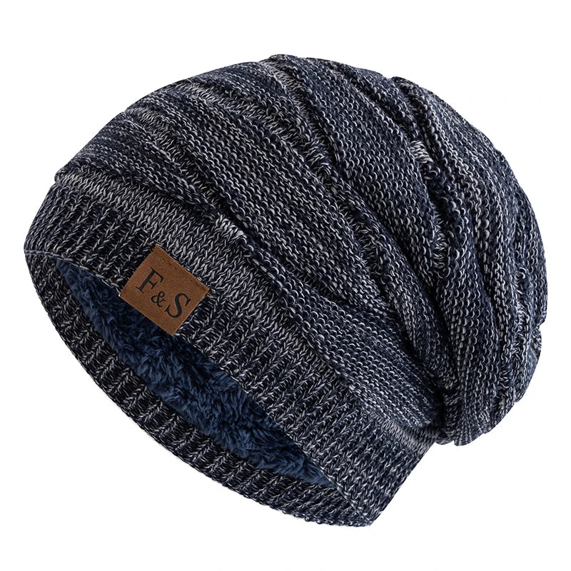 Hats Warm Fleece Lined Beanie Cap Men Women Casual Label Decor Winter Mixed Color Knitted Hats,Unisex Slouchy Winter | TINMICO