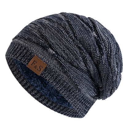 Hats Warm Fleece Lined Beanie Cap Men Women Casual Label Decor Winter Mixed Color Knitted Hats,Unisex Slouchy Winter | TINMICO