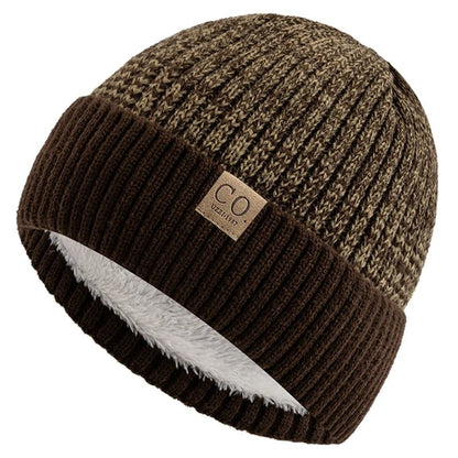 Winter Hats Add Fur Lined Fashion Warm Beanie Cap Casual Winter Knitted Hats Unisex Two-Tone |TINMICO - TINMICO