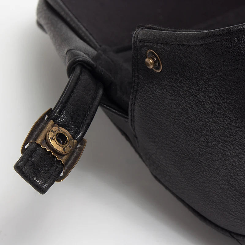 New Fashion Men PU Leather Beret Autumn Winter Visor Flat Cap Thicken Warm Hat Berets Vintage England Newsboy Caps | TINMICO - TINMICO