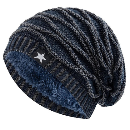 New Winter Hats Add Fur Lined Men And Women Warm Beanie Cap Casual Five-pointed Star Decor Winter Knitted Hats Unisex Slouchy | TINMICO - TINMICO