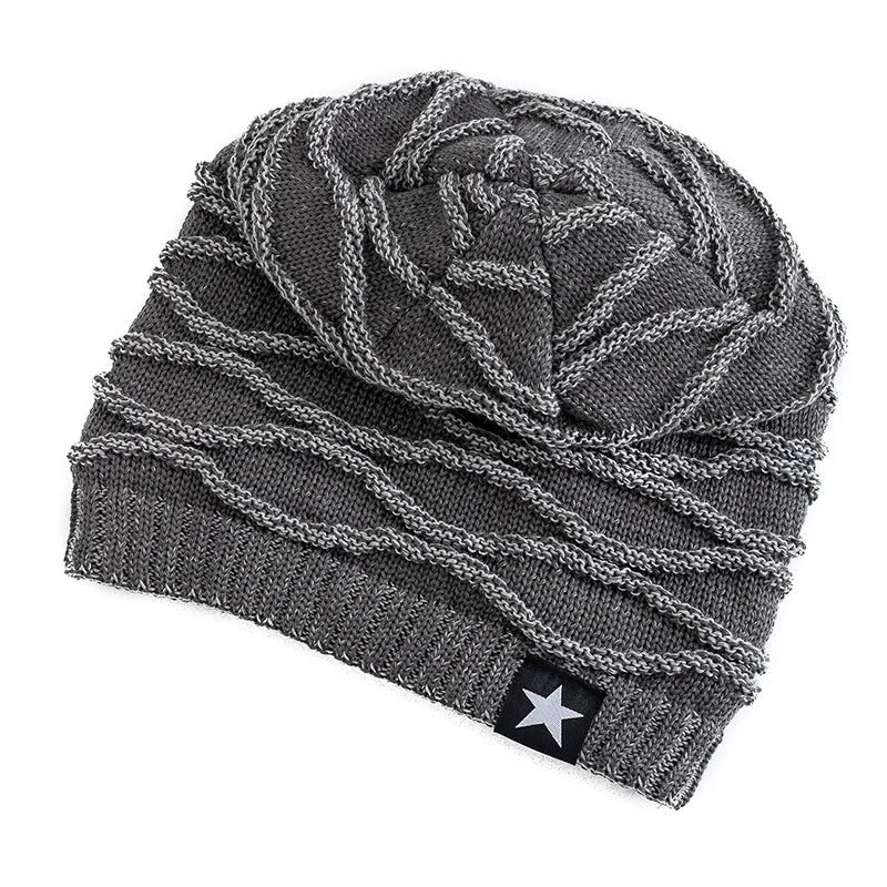 New Winter Hats Add Fur Lined Men And Women Warm Beanie Cap Casual Five-pointed Star Decor Winter Knitted Hats Unisex Slouchy | TINMICO - TINMICO