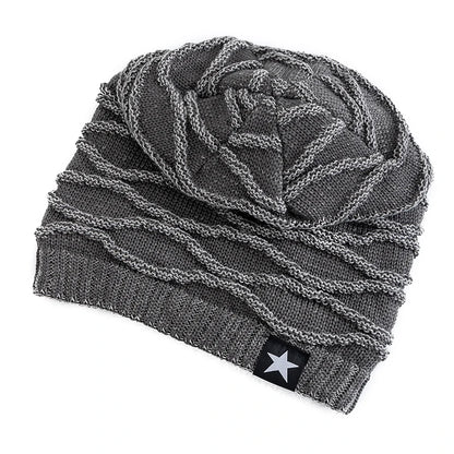 New Winter Hats Add Fur Lined Men And Women Warm Beanie Cap Casual Five-pointed Star Decor Winter Knitted Hats Unisex Slouchy | TINMICO - TINMICO