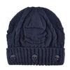 Skull Pattern Solid Color Hat With Metal Skulls Skullies Beanies Men's Knit Thick Hats, Winter Beanies Men Knitted TINMICO - TINMICO