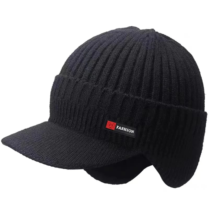 Baseball Cap Male,New Winter Men Hat Outdoor Ear Protection Warm Thick Bicycle Knitted Cap Scarf Windproof Visors | TINMICO